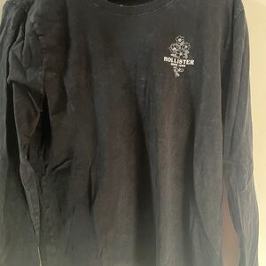 Hollister Black Long Sleeve Tee with Floral Logo